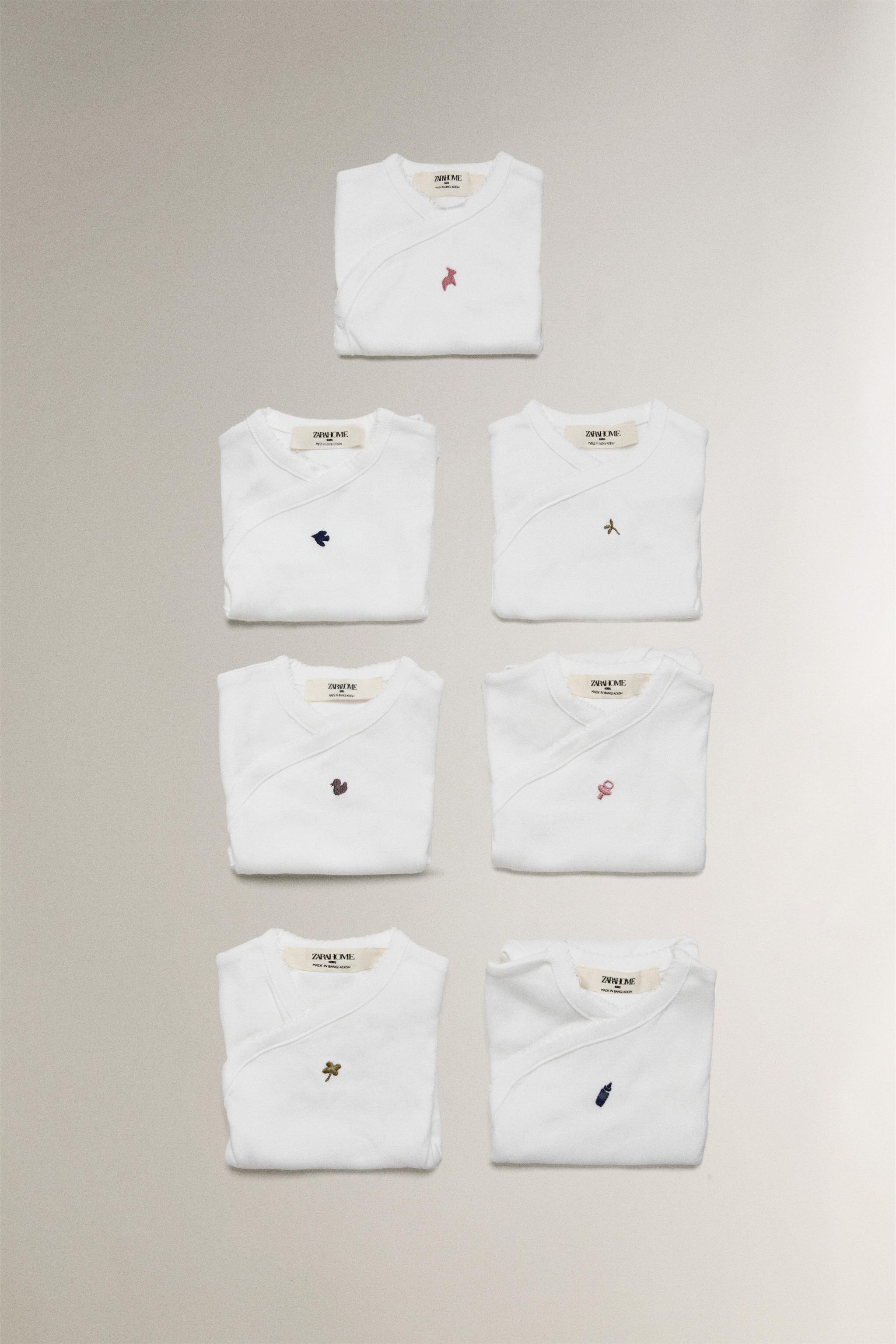 EMBROIDERED COTTON BODYSUIT SET (PACK OF 7)